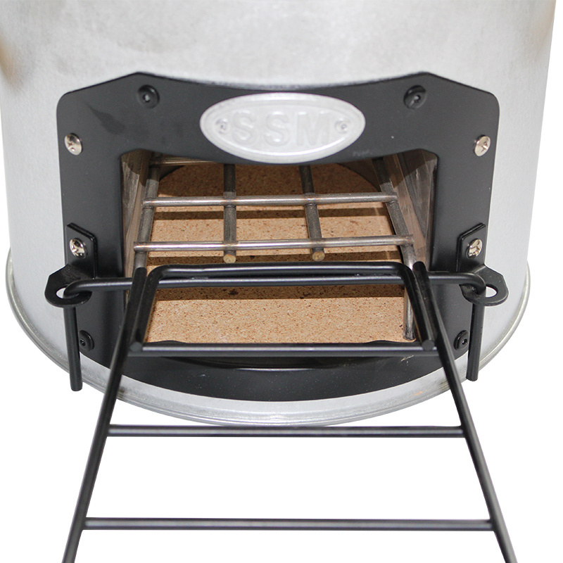 Galvanized metal rocket stove S24-11 for household cooking and camping wood stove portable