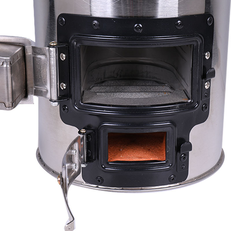 Portable two doors wood stove for outdoor cooking camping BBQ