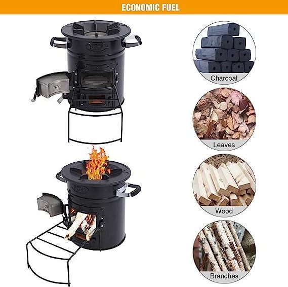 Clean cooking High efficiency charcoal Cast iron wood burning cook stove for BBQ