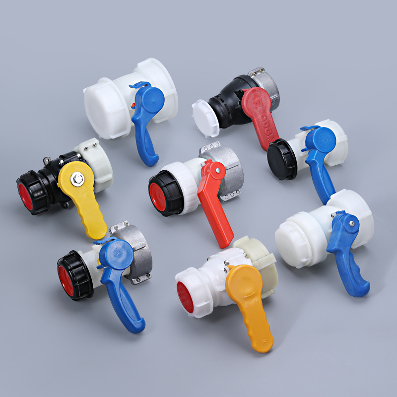 IBC Tank Fitting DN40 DN50 DN60  PP Ball Valve Tote Water Drain Tank Adapter Ball Valve With Coarse Thread Manufacture