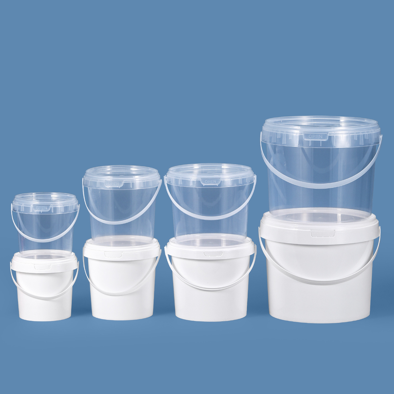 Factory Wholesale Food Grade Round Clear PP Plastic Buckets With Lids Handle