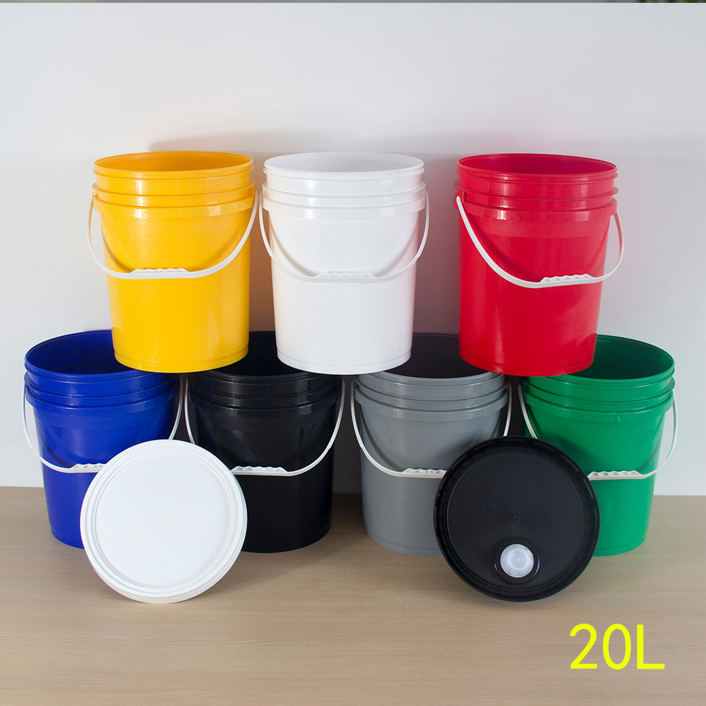 High Quality Different size 100% new material 20L Round PP Paint Bucket multi-purpose 5 Gallon Plastic Drum With Lid wholesale