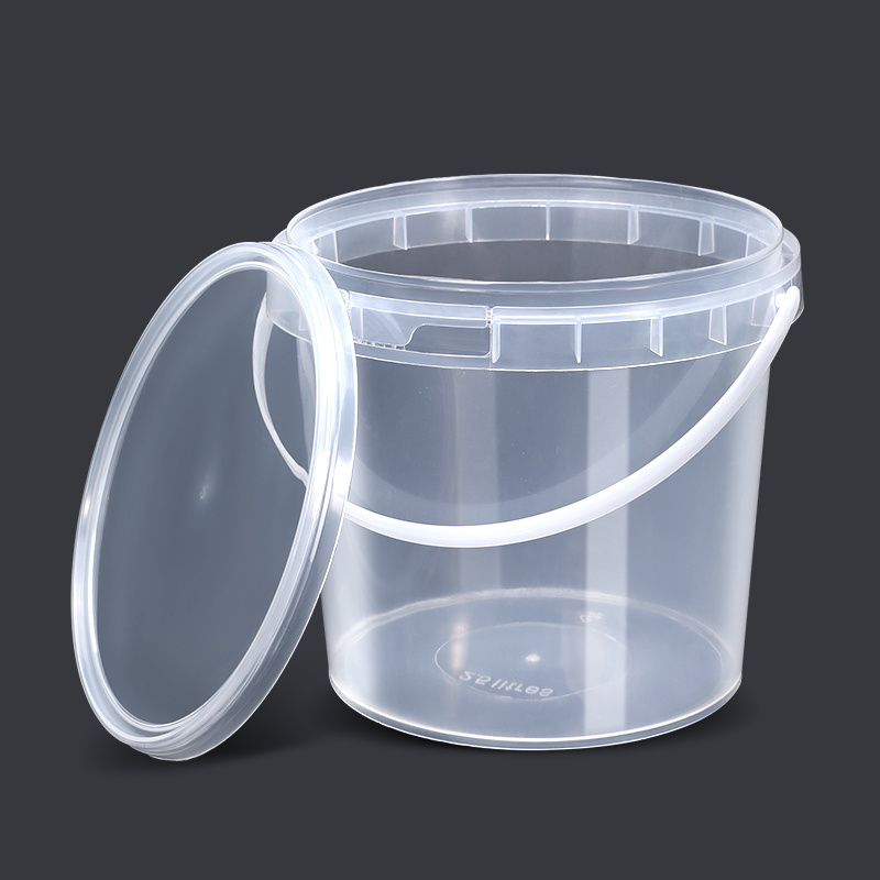 Wholesale 350ML Food Grade Clear Plastic Round Custom Printed Candy Popcorn Cookie Bucket With Lid And Handle