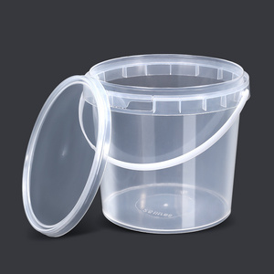 Wholesale 350ML Food Grade Clear Plastic Round Custom Printed Candy Popcorn Cookie Bucket With Lid And Handle