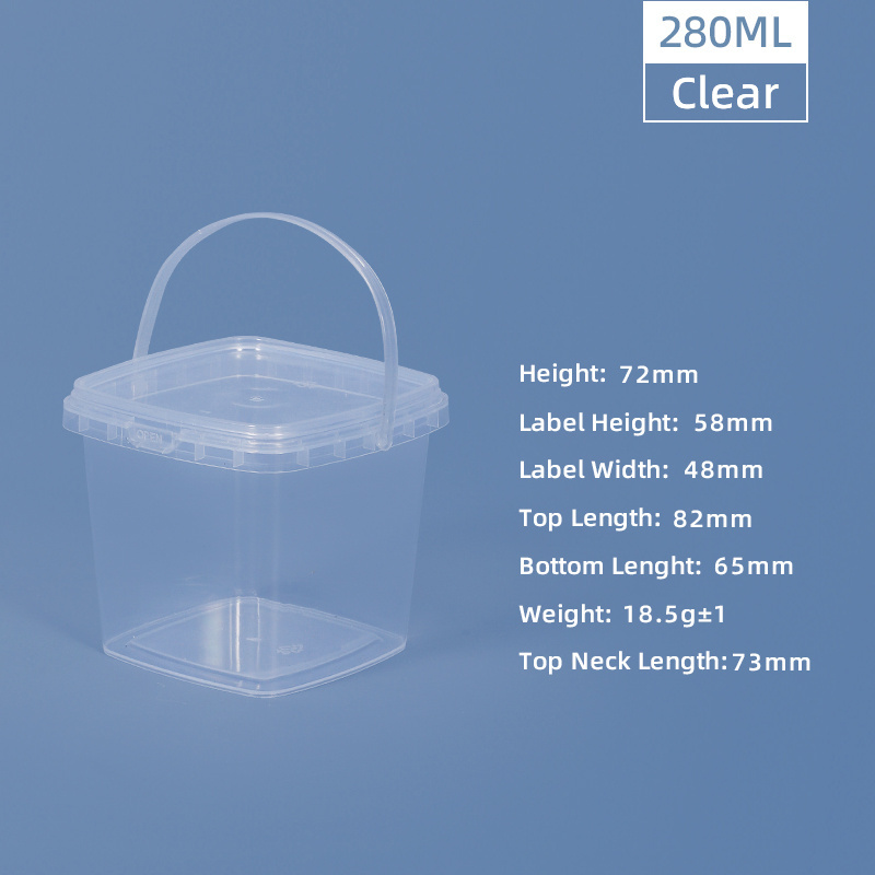 UMETASS Wholesale Square Clear Custom Printed Candy Popcorn Cookie Plastic Bucket with Lid