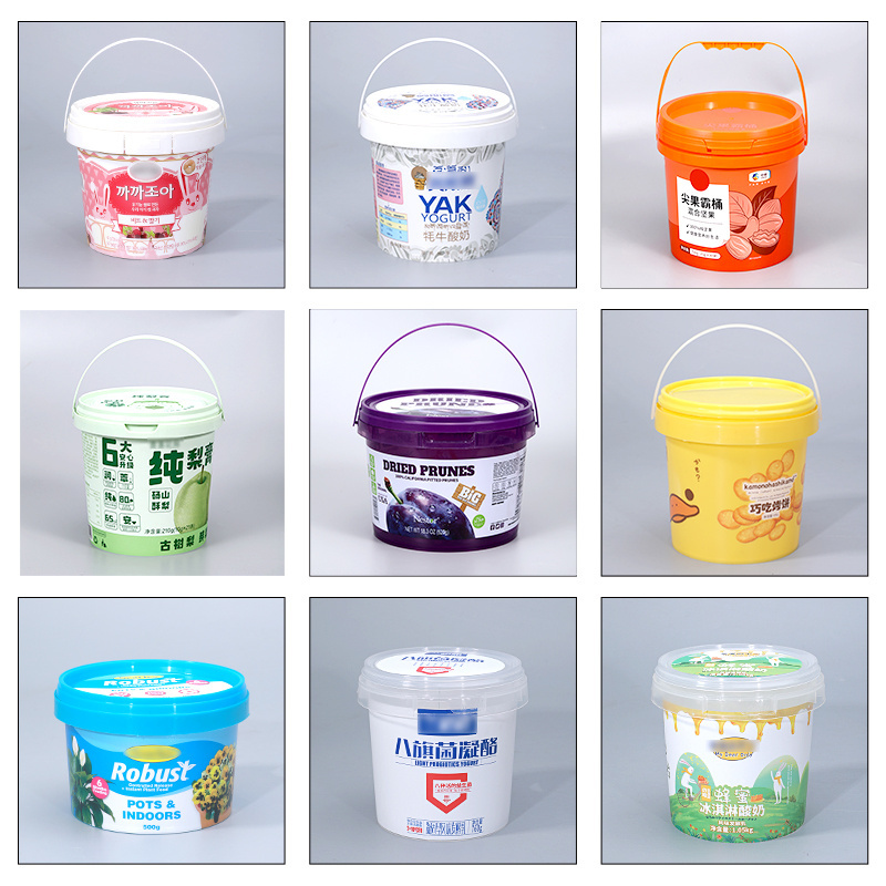 Factory Hot Sale Food Grade IML Customized PP Plastic Ice Cream Bucket With Lid Handle