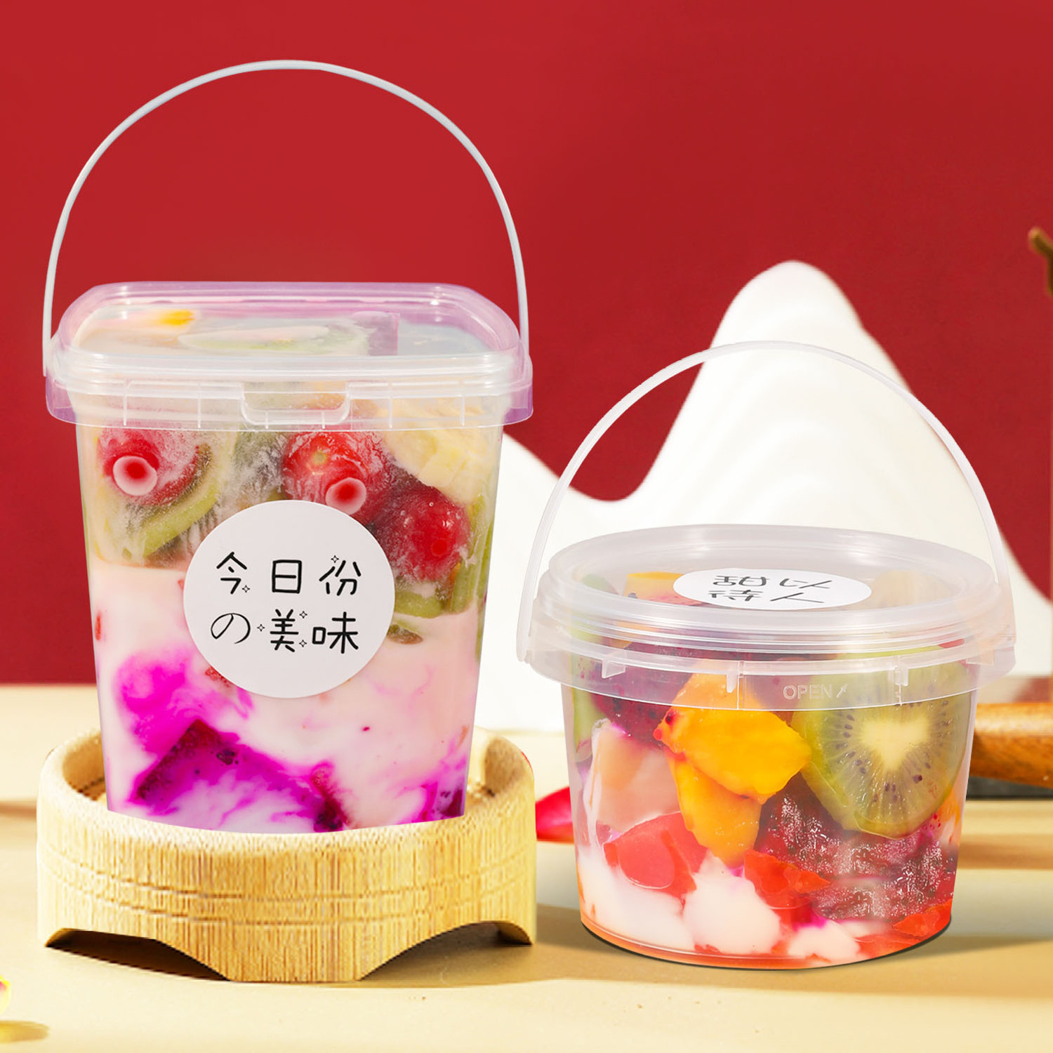 Manufacturer Clear Plastic Protein Tubs Puffs Food With PP Lid China Customized Logo Packaging