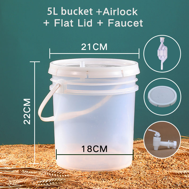 High Quality 5l 10l 20l Translucent Fermentation Bucket Brew Beer Container With Airlock Household Use