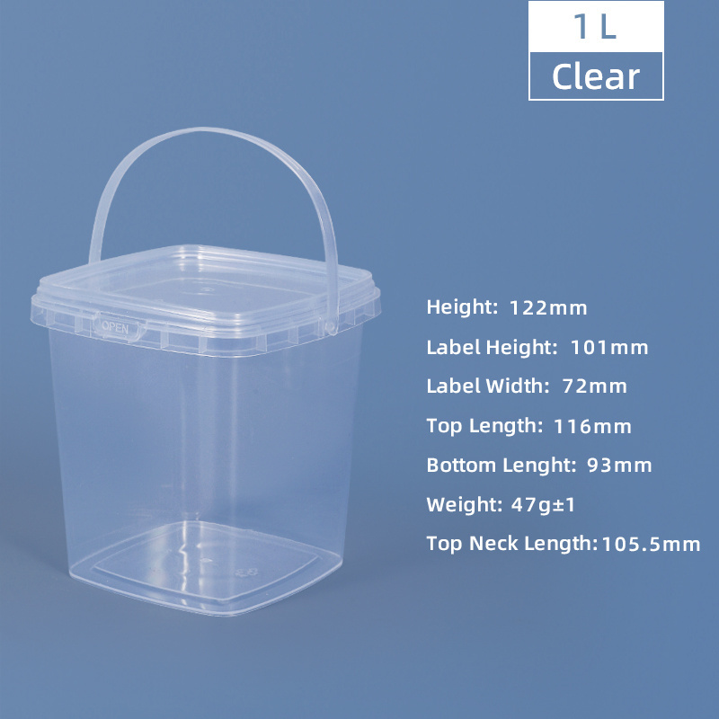 UMETASS Wholesale Square Clear Custom Printed Candy Popcorn Cookie Plastic Bucket with Lid