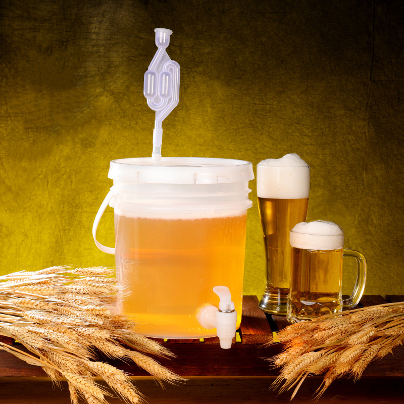 High Quality 5l 10l 20l Translucent Fermentation Bucket Brew Beer Container With Airlock Household Use