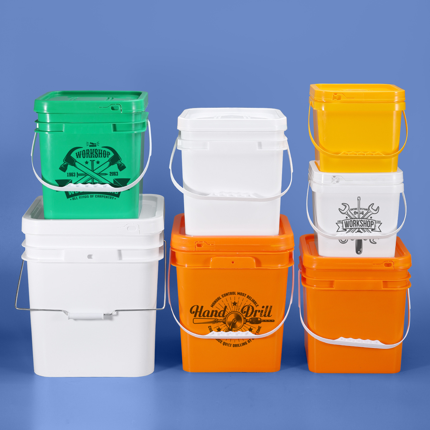 Factory Direct Hot Sale Square Plastic Bucket Customized Color Container Pails