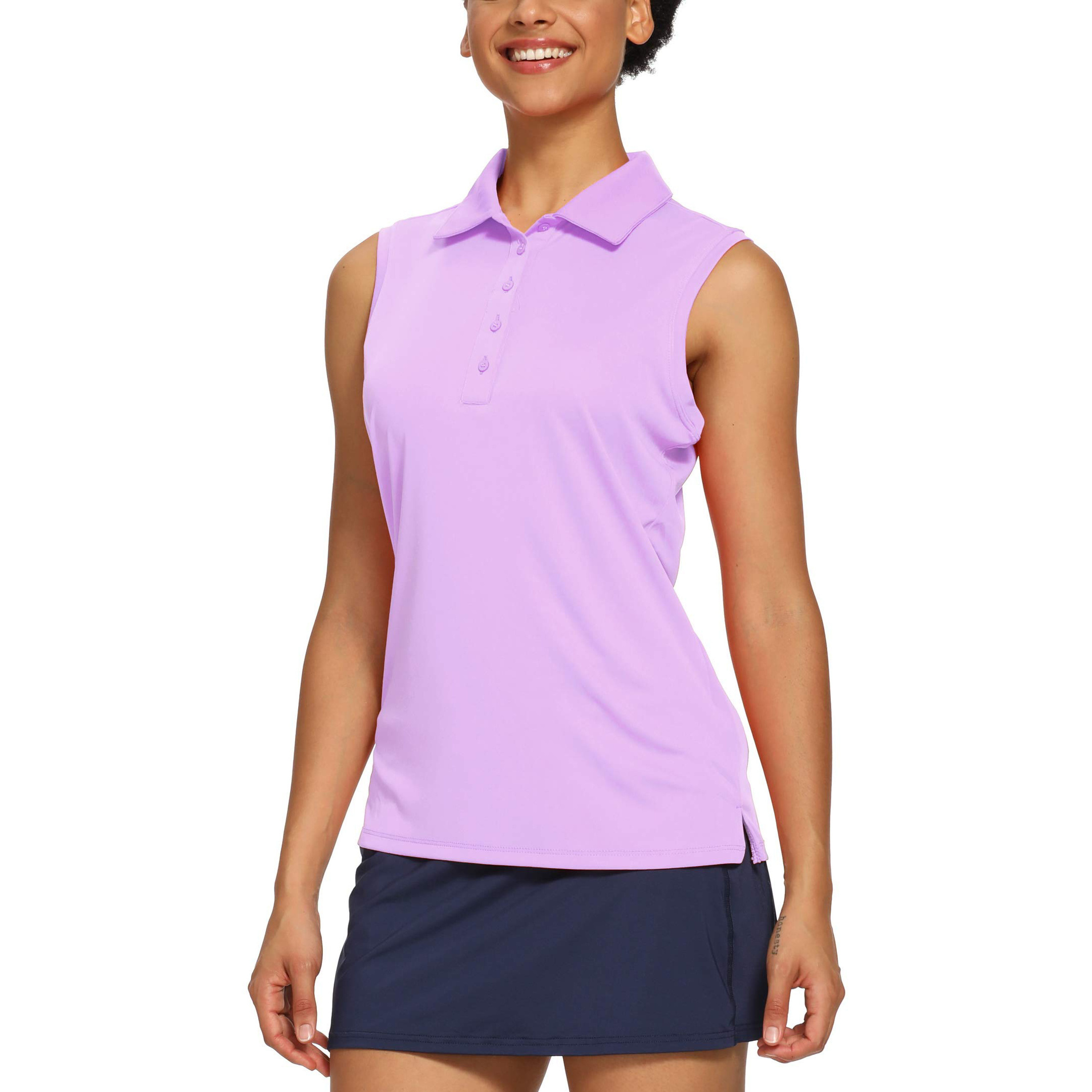 Hot Sale Women's Golf Tennis Sleeveless Polo Shirts Quick Dry Athletic Tank Tops 100% Polyester