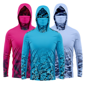 High quality hooded mask long sleeve Outdoor Sports Fishing Wear quick drying custom logo UV protection long fishing shirt