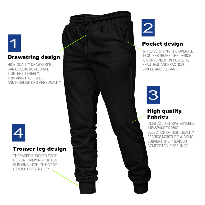 Wholesale Blank Sweatpants Quality Men's Sweatpants with Pockets Custom Logo Black Men's Jogging Sweatpants