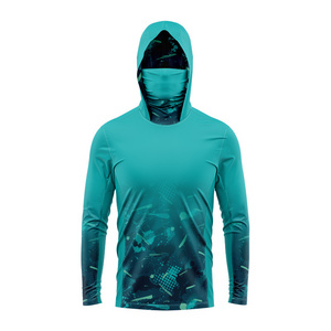 High quality Wholesale Camouflage Hooded Face Mask Sun Protection Long Sleeve Fishing Shirts For Men Uv Protection