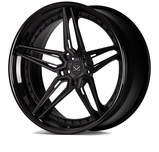 5X114.3 Custom Concave 2 Piece Gloss Black Forged Alloy Rims 19 20 21 22 Inches Wheels For Ferrari