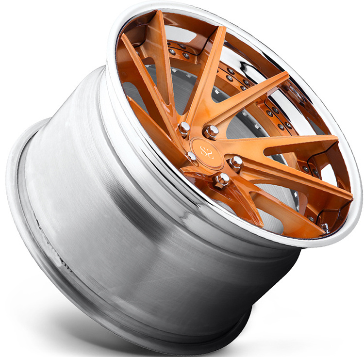 17 18 19 Inch Orange Machine Face For Aventado Huracan Rims 3-PC Forged Aluminum Alloy Luxury Wheels