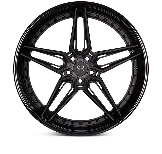 5X114.3 Custom Concave 2 Piece Gloss Black Forged Alloy Rims 19 20 21 22 Inches Wheels For Ferrari