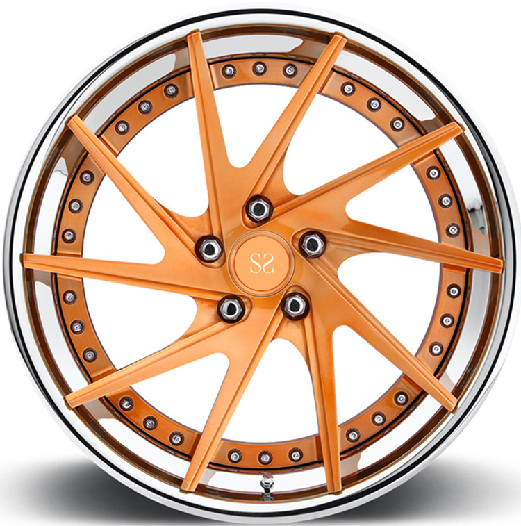 17 18 19 Inch Orange Machine Face For Aventado Huracan Rims 3-PC Forged Aluminum Alloy Luxury Wheels