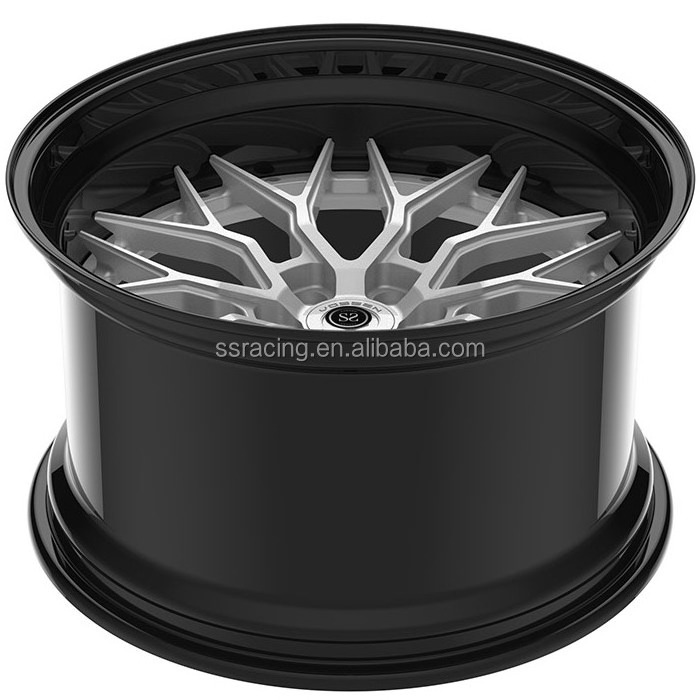 20 Inch Double Color Heavy Duty Wheels Black With Orange 2-piece Forged Alloy Wheel Rims 5x114.3