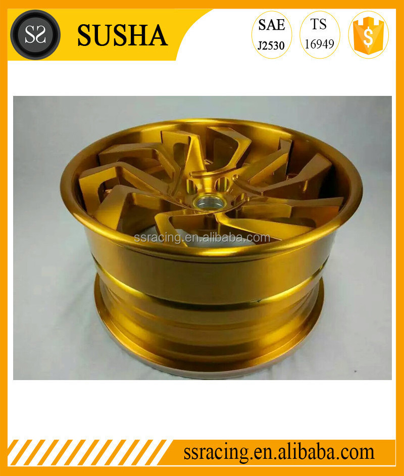 New Design Gold Multi Spoke 1 Piece Forged Concave Alloy Wheel Chrome Rims for luxury car