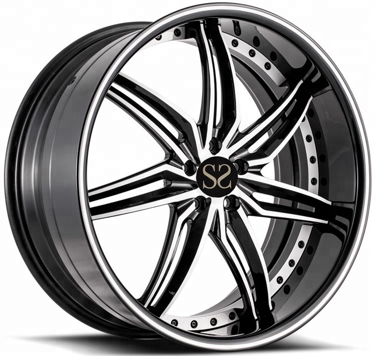 2 Piece Polished Deep Dish Forged 18 19 20 21 Inch Aluminum Alloy Rim Car Wheels 5x130 Rims