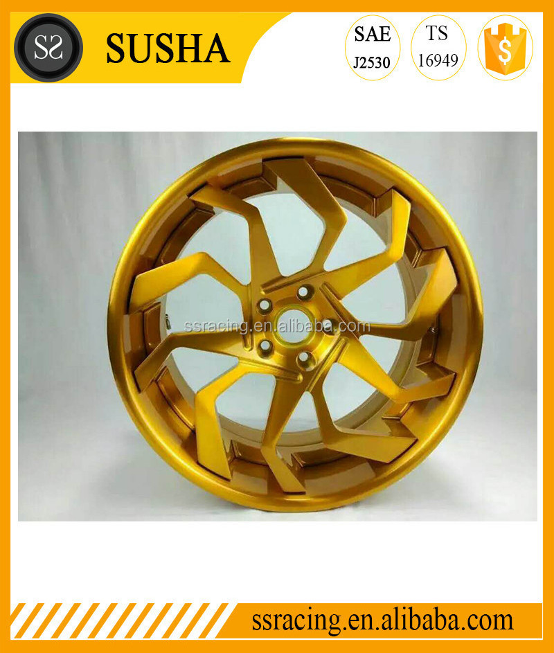 New Design Gold Multi Spoke 1 Piece Forged Concave Alloy Wheel Chrome Rims for luxury car