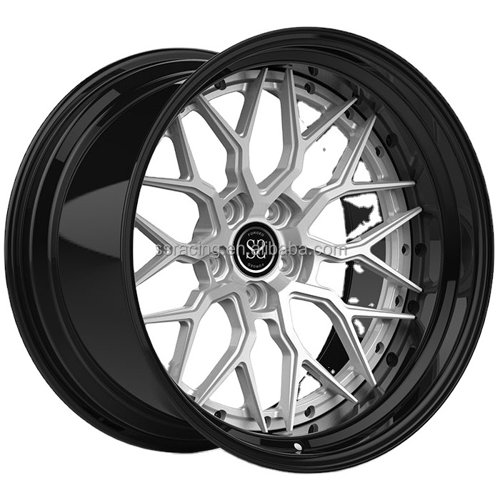 20 Inch Double Color Heavy Duty Wheels Black With Orange 2-piece Forged Alloy Wheel Rims 5x114.3