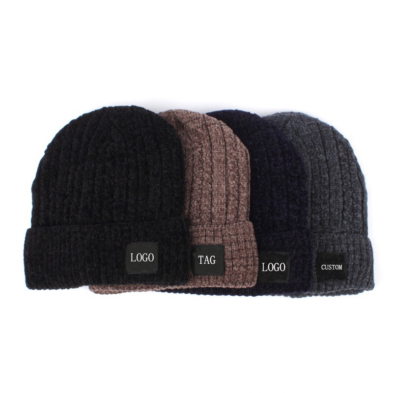 Wholesale Custom Knitted Hats Embroidered Logo Warm Beanie Men's Winter Hat Unisex Adults 100% Acrylic COMMON Ruichuang MX01