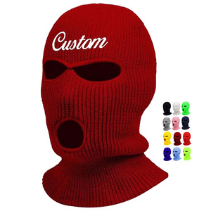 Custom Design Embroidery Logo Balaclava Motorcycle 3 Hole Full Face Knit Ski Mak Beanie Balaclava Hat Ski Mask