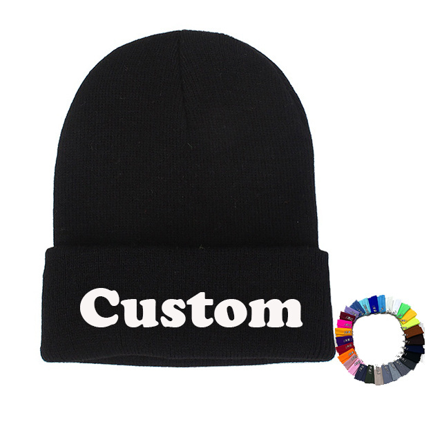 Wholesale Custom Knitted Hats Embroidered Logo Warm Beanie Men's Winter Hat Unisex Adults 100% Acrylic COMMON Ruichuang MX01