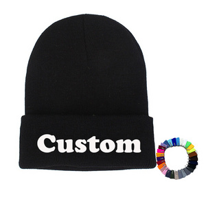 Wholesale Custom Knitted Hats Embroidered Logo Warm Beanie Men's Winter Hat Unisex Adults 100% Acrylic COMMON Ruichuang MX01