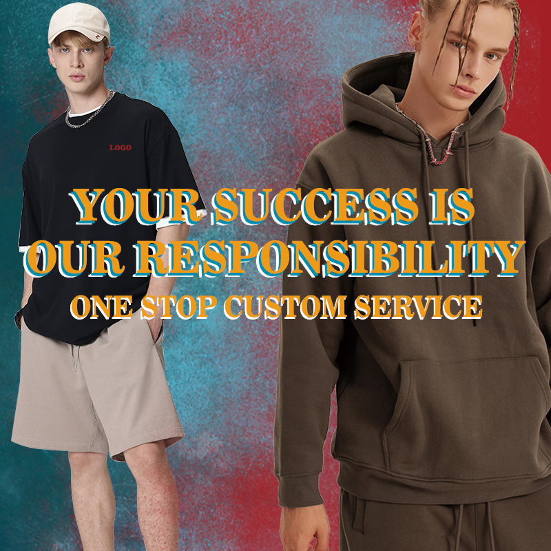 Men's Pullover Sweatshirt Custom Logo High Quality French Terry oversized Unisex satin lined hoodie and sweats set