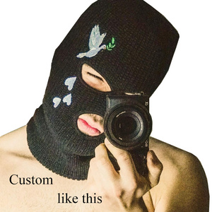 Wholesale 3-Hole Knitted Full Face Cover Ski Mask, Winter Balaclava Warm Knit Full Face Mask for Outdoor Sports