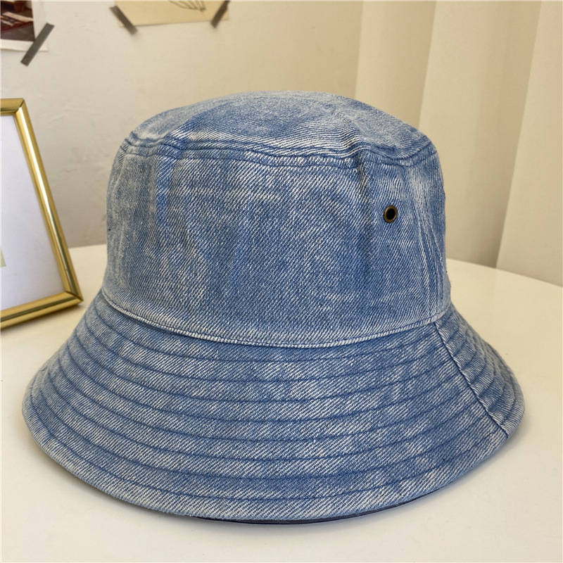 Custom Your Logo Bucket Hats Distressed Vintage Wide Brim Jean Denim Fisherman Bucket Hats