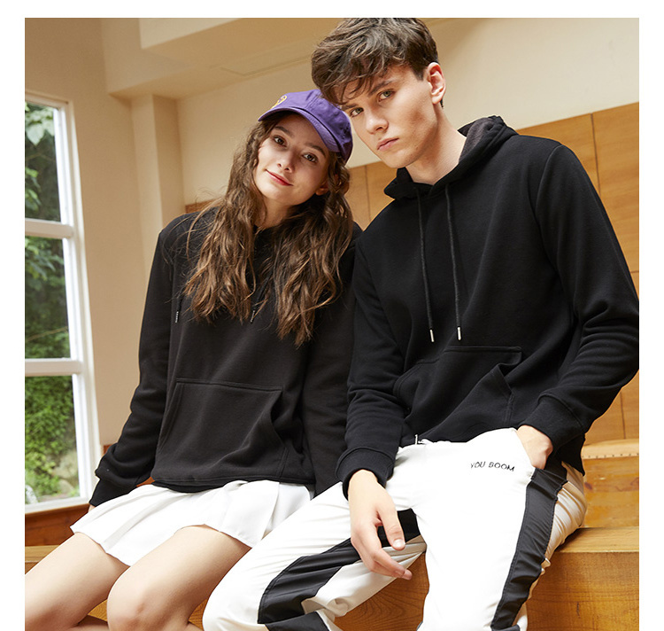 high quality blank black plain unisex cotton fleece pullover hoodie set custom men's hoodies custom logo graphic sweatshirts