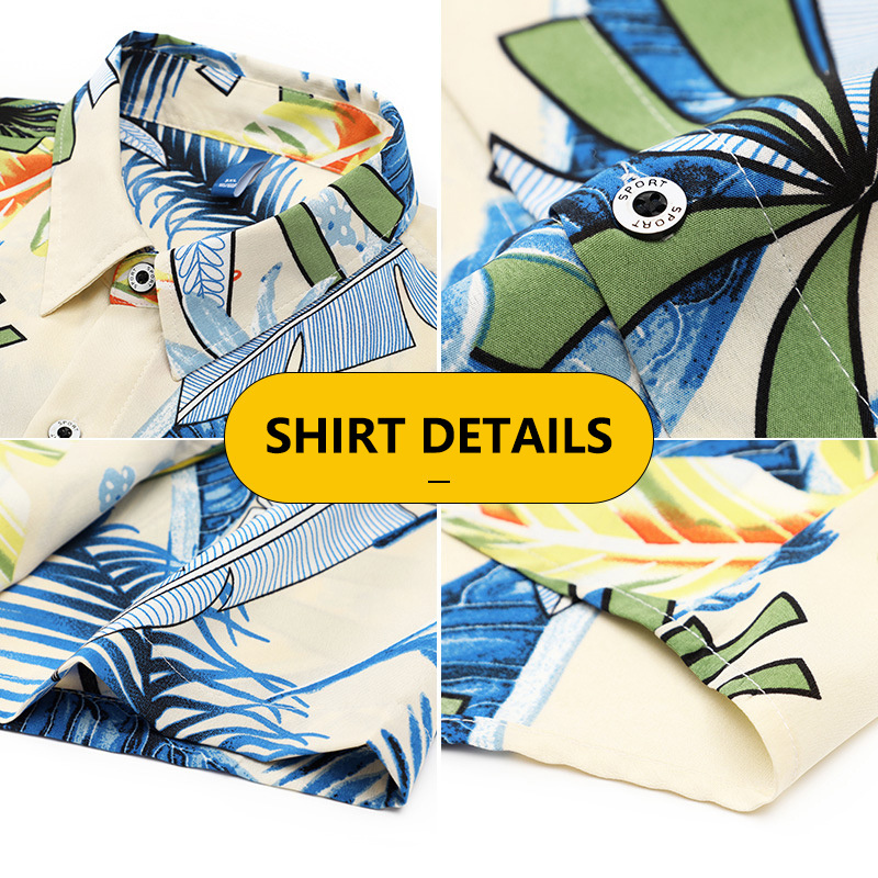 Wholesale Custom Logo Cotton Printed Design 100% Cotton Summer Beach Wear Button Down Aloha Hawaiian Shirts For Mens