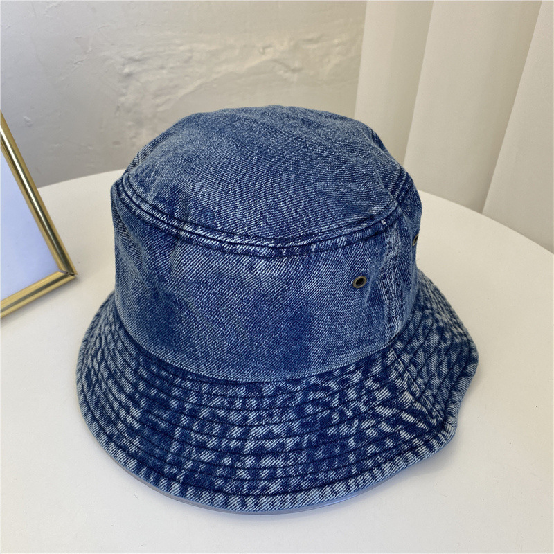 Custom Your Logo Bucket Hats Distressed Vintage Wide Brim Jean Denim Fisherman Bucket Hats