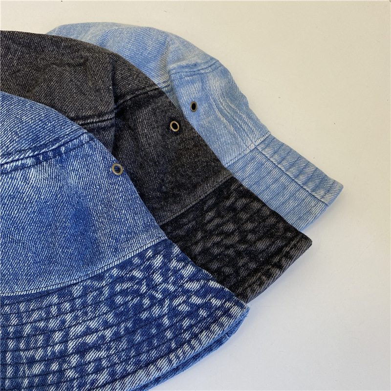 Custom Your Logo Bucket Hats Distressed Vintage Wide Brim Jean Denim Fisherman Bucket Hats