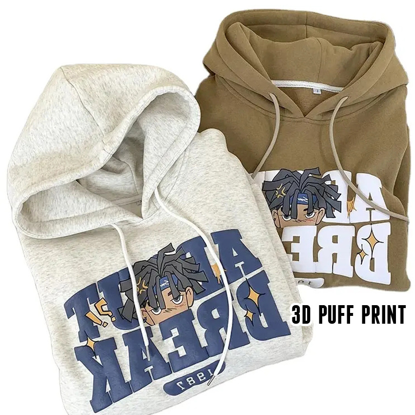 wholesale custom 3d puff print hoodie oversized men's Pullover hoodies sweatshirts foam printing logo unisex Heavyweight hoodies