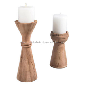 Handmade Trusted Manufacturer of customizable Solid Mango Wooden Candle Holder With Antique and vintage finish at Factory Price