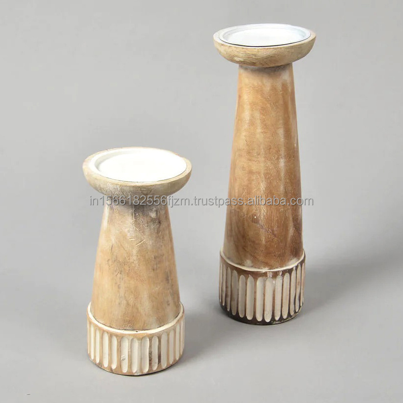 Modern Decorative Wooden Candle Holder Stick Handmade Candles Flameless Candle Distress Candleholder Ideal Gift for Wedding Home