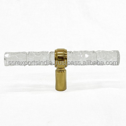 Brass + Acrylic Door Knobs Designer Gold Polished Knobs Handmade Elegant Metal Knobs Wholesale Bulk India Manufacturer