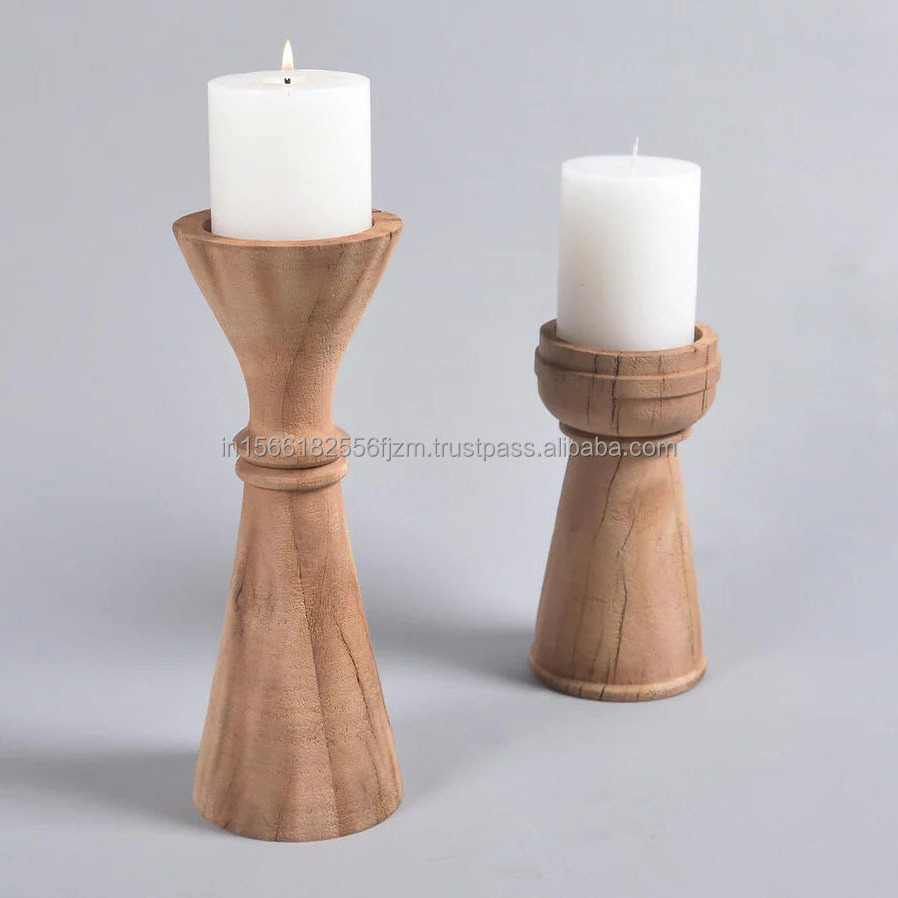 Modern Decorative Wooden Candle Holder Stick Handmade Candles Flameless Candle Distress Candleholder Ideal Gift for Wedding Home