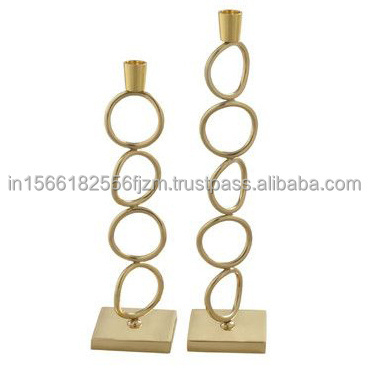 Copper Plated Aluminum Metal Unique candle Holder Pillar For Home decoration Stick Candle Stand for lighting