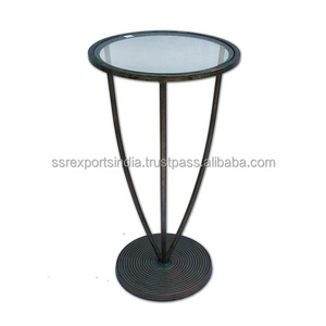 Modern Industrial Unique Iron Metal Side Table Glass Top Living Console Center Coffee Table Bedroom Simple Living Room Furniture