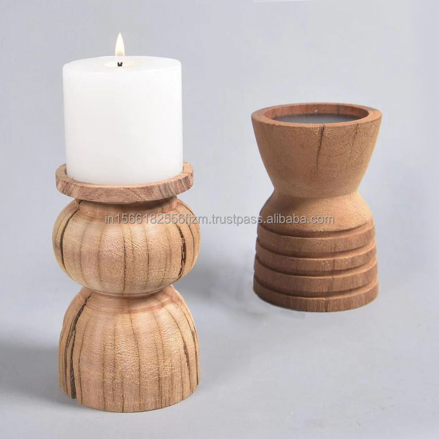 Modern Decorative Wooden Candle Holder Stick Handmade Candles Flameless Candle Distress Candleholder Ideal Gift for Wedding Home