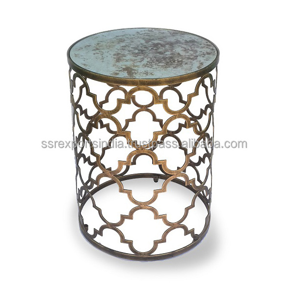 Modern Industrial Unique Iron Metal Side Table Glass Top Living Console Center Coffee Table Bedroom Simple Living Room Furniture