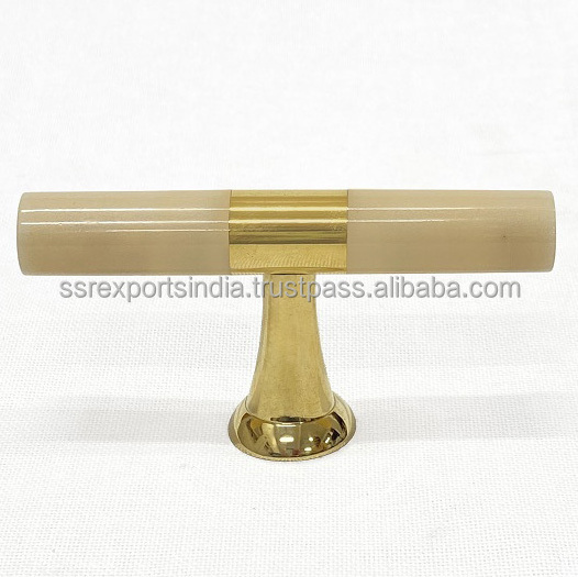 Brass + Acrylic Door Knobs Designer Gold Polished Knobs Handmade Elegant Metal Knobs Wholesale Bulk India Manufacturer