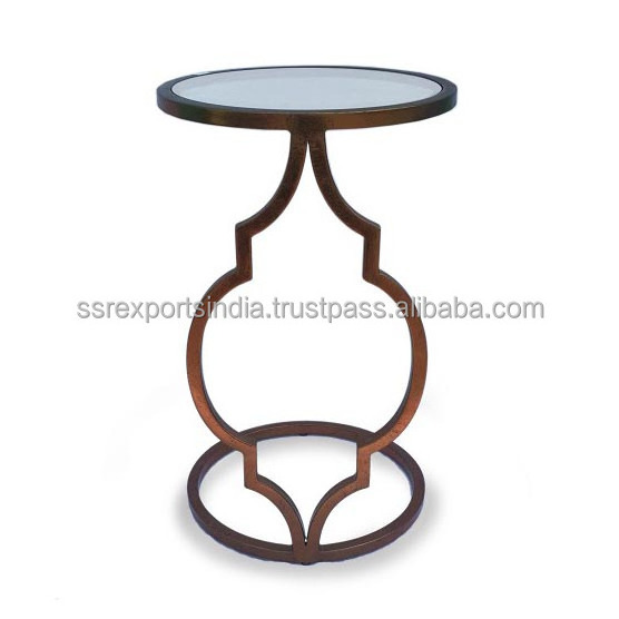 Modern Industrial Unique Iron Metal Side Table Glass Top Living Console Center Coffee Table Bedroom Simple Living Room Furniture